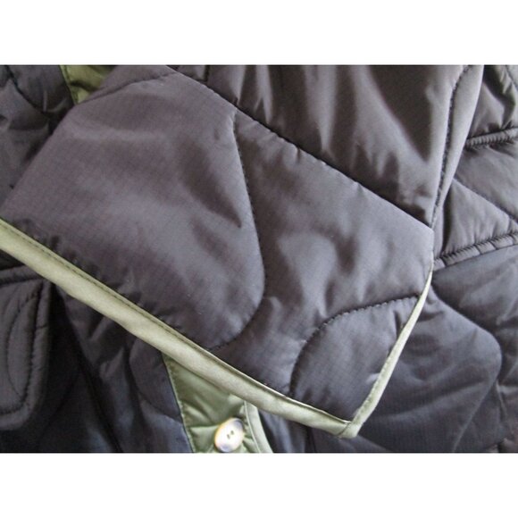 Aaron Amber Small Quilted Nylon Jacket Black Green Button Front NY Co New - Picture 14 of 16